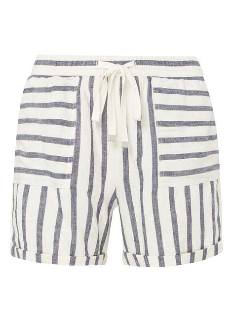 **Tall Blue Striped Linen Shorts